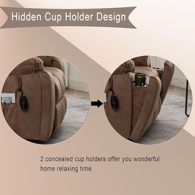 Power Lift Recliner Chair with Massage and Heating FunctionsVelvet Sofa with 2 Remote Controls and Two Cup HoldersRecline up to 160 DegreesSuitable for Living Room