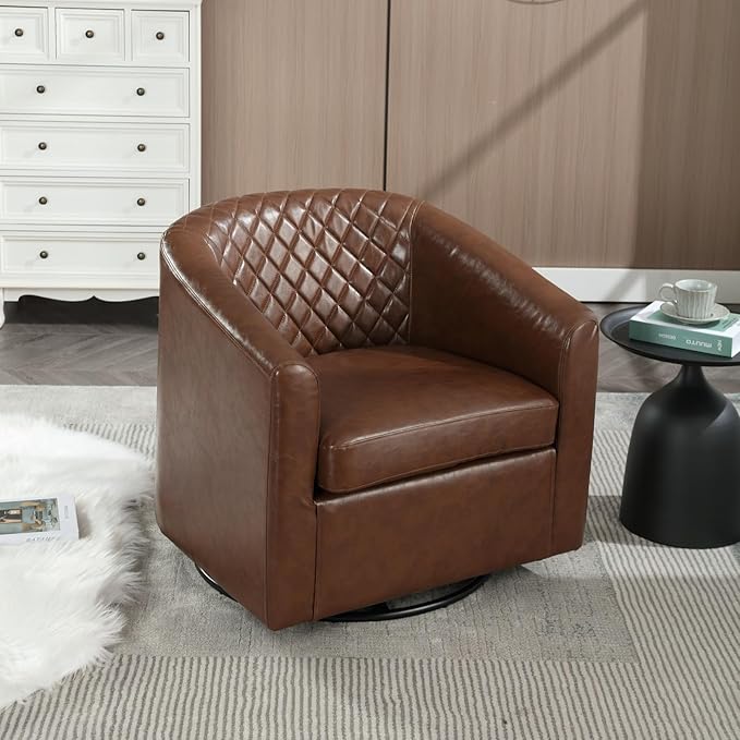 Modern Style Swivel Barrel Accent Chair with 360° Rotation and Armrests Ideal Seating Solution for Living Room Bedroom and Reading Corner