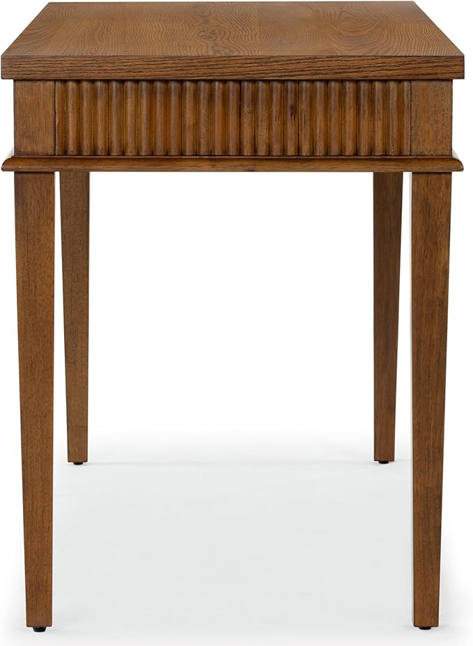 SAFAVIEH Couture Collection Shelbie Medium Oak Brown &amp Black 1-Drawer Reeded Computer Table Office Writing Desk
