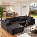 Moliy 108 Modular Chenille Sectional Couch - L Shaped Cloud Comfy Deep Seat Sectional Couches for Living Room No Assembly Required Sofas for Living Room （Black）