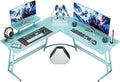 Homall L Shaped Gaming Desk Computer Corner Desk PC Gaming Desk Table with Large Monitor Riser Stand for Home Office Sturdy Writing Workstation (Blue 51 Inch)