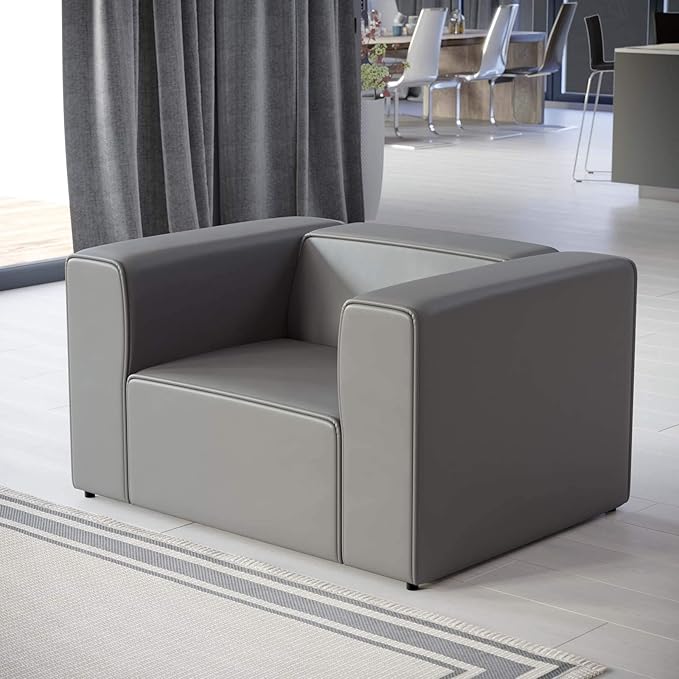 Modway Mingle Vegan Leather Lounge Armchair in Gray