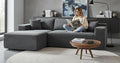 Ridge 2-Piece Convertible Corduroy L-Shaped Sofa in a Box with Pillows 3-Seater Modular Sectional Couch Compressed Living Room Furniture Dark Grey (Left Facing)