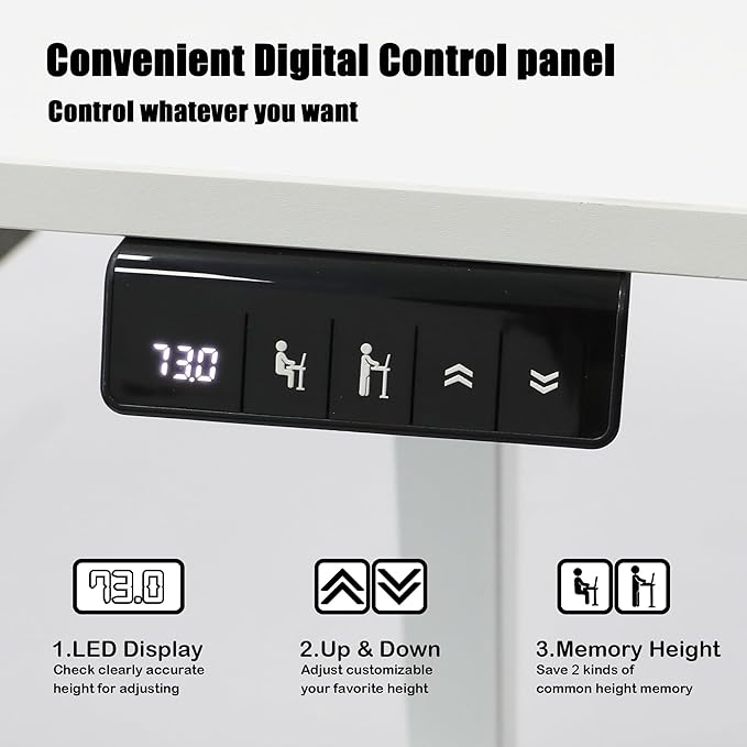 MSZ Electric Standing Desk 48x24 Inch with Memory Presets Adjustable Height Sit to Stand Computer Desk for Home Office &amp Gaming (White)