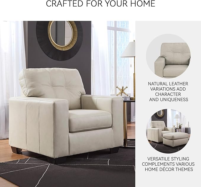 Signature Design by Ashley Santorine Classic Leather Match Upholstered Chair Beige
