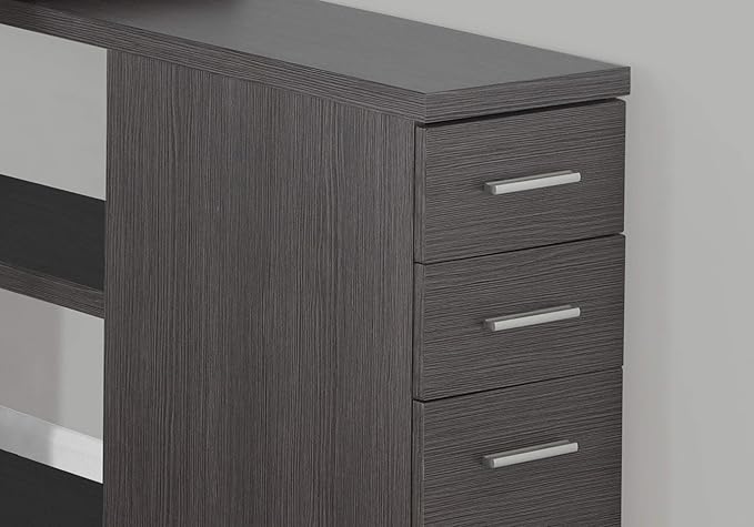 Computer Desk Home Office Corner Left Right Set up Storage Drawers L Shape Work Laptop Grey Laminate Metal Contemporary Modern