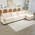 Oversized Modular Sectional Sofa 146.5 Inch L Shaped Cloud Couch Set 4-Seat Comfy Convertible Sofa with 1 Movable Ottoman DIY Combination Sleeper Couch for Living Room(Chenille Beige)