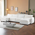VINGLI 157 Cloud White/Cream Convertible Sectional Sofa Comfy U-Shape Extra Deep Seat Sofa Couch for Living RoomModern Chenille 4-Seat Convertible Sofa with 2 Movable Ottomans for Small Space
