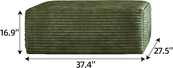 37.4 Inch Oversized Ottoman for Couch Corduroy Upholstered Footrest with Compressed Memory Foam Modular Sectional Cloud Pouf No Assembly Required DIY Combination Green