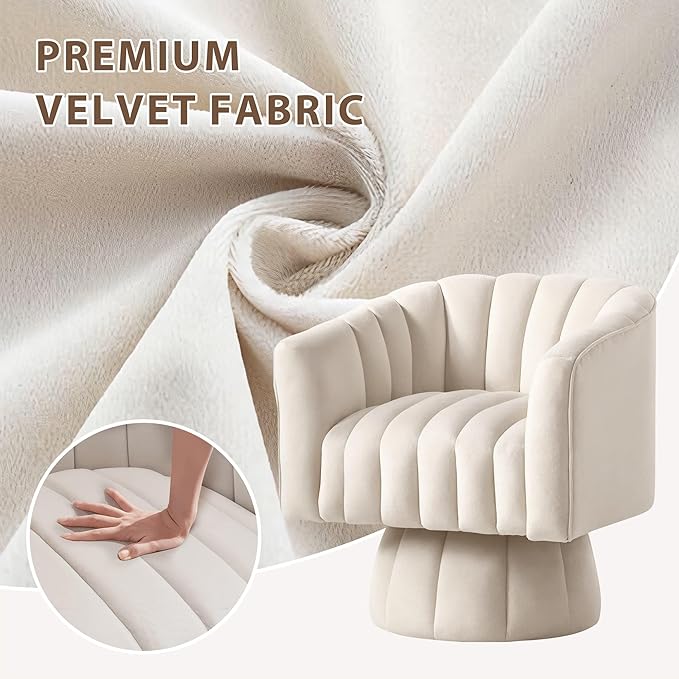 YSICK Swivel Accent Chair360°Swivel Barrel Chairs Mid-Century Chair with Wide Upholstered Modern Velvet Fabric Round Armchair for Living Room Lounge Bedroom