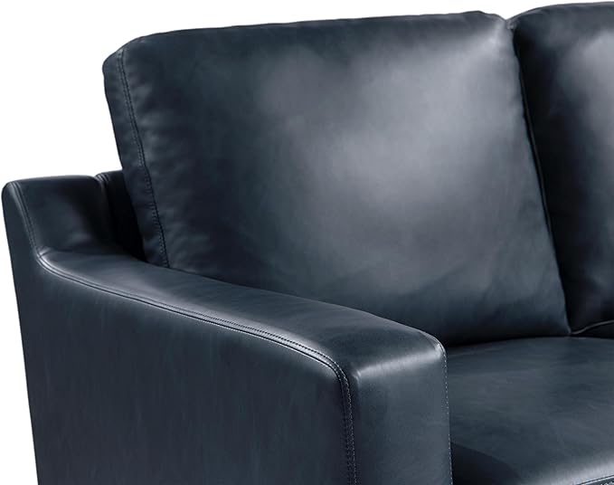 Serta Triton 55.5 Loveseat Transitional Modern Dreamcoil Comfort Metal Legs Vegan Leather Navy Blue