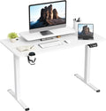 JUMMICO Electric Standing Desk Adjustable Height Desk 47 x 24 Inch with Monitor Stand Home Office Computer Desk (White)