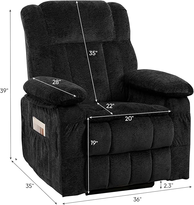 ijuicy Dual Motor Recliner ChairElectric Lift Reclining Lounge Chair with Lumbar Heating and Vibrating Massage for SeniorsAdjustable Reclining Electric Massage ChairBlack