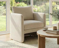 EALSON Upholstered Modern Accent Chair Mid-Century Barrel Armchair with Padded Cushion Comfy Reading Chair for Living Room/Bedroom Beige