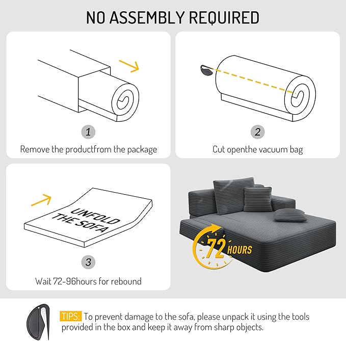 70W Oversized Chaise Lounge Chair Indoor with Adjustable Backrest &amp Storage 2 in 1 Convertible Sleeper Sofa Bed Compression Foam Boneless Couch for Living Room Bedroom Plush Corduroy Dark Grey