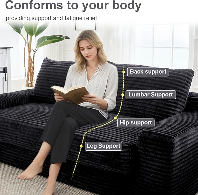 GNIXUU 71 Corduroy Cloud Loveseat Sofa 2 in 1 Convertible Sleeper Sofa with Fixed-Shape Frame Comfy Folding Boneless Love Seat Couches for Living Room Apartment Small Spaces Drak Grey