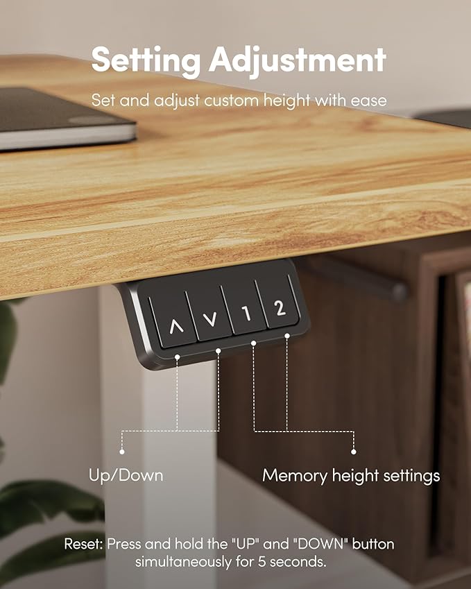 FEZIBO Electric Standing Desk Height Adjustable Stand up Desk 55 x 24 Inches Sit Stand Home Office Desk Computer Desk Light Rustic Brown