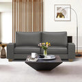 Faux Leather Couch Mid Century Modern Comfy Loveseat Sofa with Wide Arm Side Pockets Solid Wooden Frame for Office Living Room and Bedroom 2 Seater (Gery 71.25 Inches)