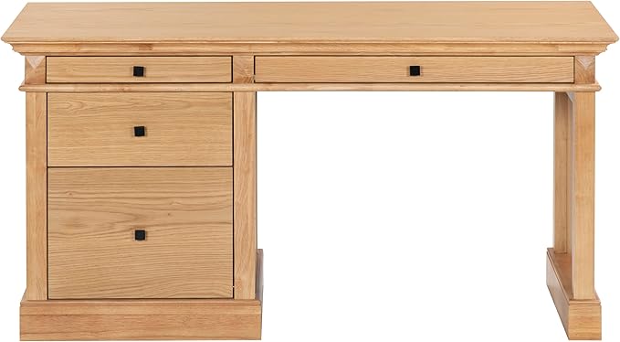 SAFAVIEH Couture Collection - Francesco Natural Wood 4-Drawer Desk with Black Accents Modern Writing Table with Storage (SFV4239B)