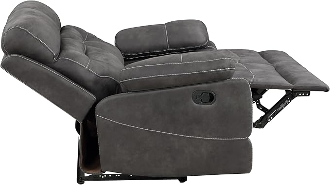 Steve Silver Co Rudger Upholstered Manual Gray Manual Recliner Microsuede Transitional Living Room Home Theater Seating Recliner Chair/Single Sofa 37.5 D x 35.5 W x 41.75 H Grey