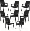Leather Office Guest Chair Guest Conference Room Chair 600 LBS Capacity High Back Reception Chair with Padded Armrests No Wheels Black - 10 Pack