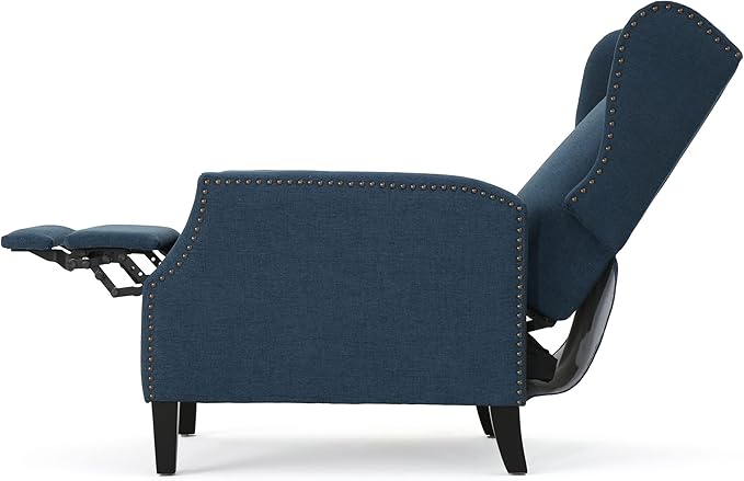 GDFStudio Christopher Knight Home Wescott Traditional Fabric Recliner Navy Blue