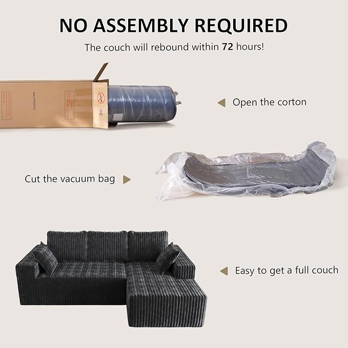 96 Cloud Sectional Couch with L-Shape Chaise4 Seat Modern Modular Sofa with Side PocketsUpholstered Couches for Living Room Bedroom Boneless CouchNo Assembly Required