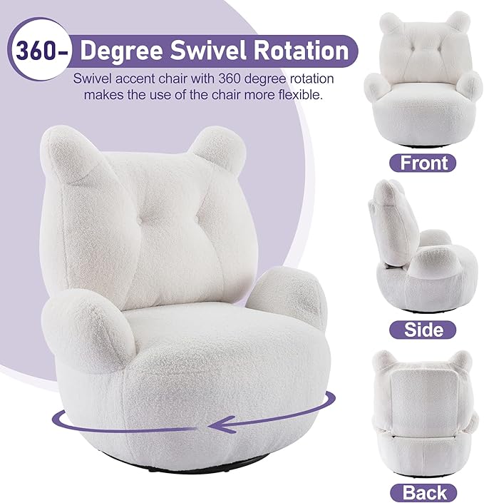 Swivel Accent Chair Short Plush Particle Velvet Armchair360 Degree Swivel Barrel Chair for Living Room Hotel Bedroom Office Lounge
