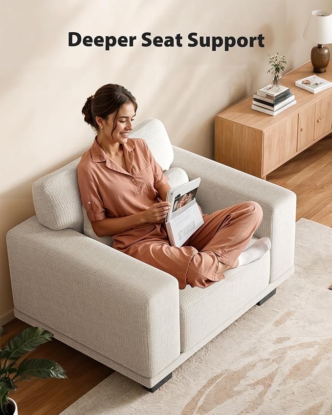 Pipishell Modern Accent Chair Oversized Armchair with Wide Seat Armrests &amp Thick Cushion Reading Chairs Comfy Arm Chair Removable Sofa Cushion and CoverEasy to Install