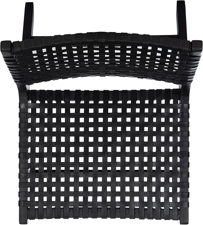 Safavieh Home Luna Black and Black Leather Woven Accent Chair