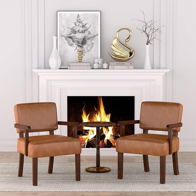 Accent Chair PU Leather Living Room Chairs Oversize with Soft Seat and Armrests for Living Room Dinning Room Bedroom Reading Room Waiting Room