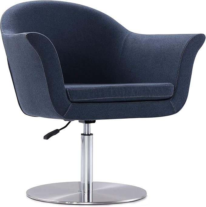 Manhattan Comfort Voyager Adjustable Swivel Accent Chair Set of 2 with 360° Turn Mid-Century Modern Design Woven Upholstery and Removable Cushion Ideal for Living Room or Home Office Smokey Blue