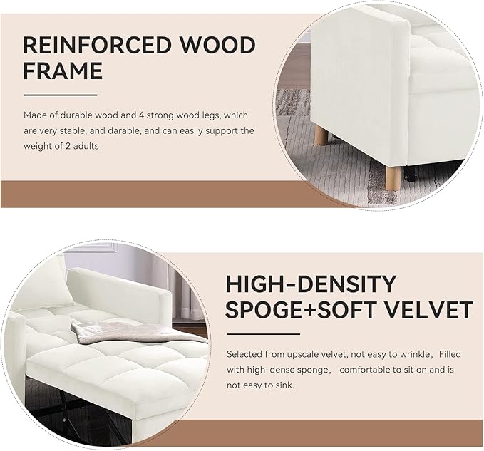 Convertible Sleeper Sofa Chair Bed3-in-1 Sleeper Chair Bed with PillowPull Out Single Armchair Sofa Bed with Adjustable Backrest Multi-Functiona Lounge Chair for Living Room（Beige）
