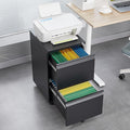 2 Drawer File Cabinet with Wheels Locking Office File Cabinet Mobile Filing Cabinets for Home Office Metal Vertical File Cabients for A4 Letter Legal Size Documents (2 Drawer Black)