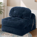 Folding Sofa Bed Convertible Sleeper Chair with Back Support and Pillow FutonBoneless Foldable Couch for Living Room/Guest Use/Home Office Foldable Chair Bed for Adults Navy Blue