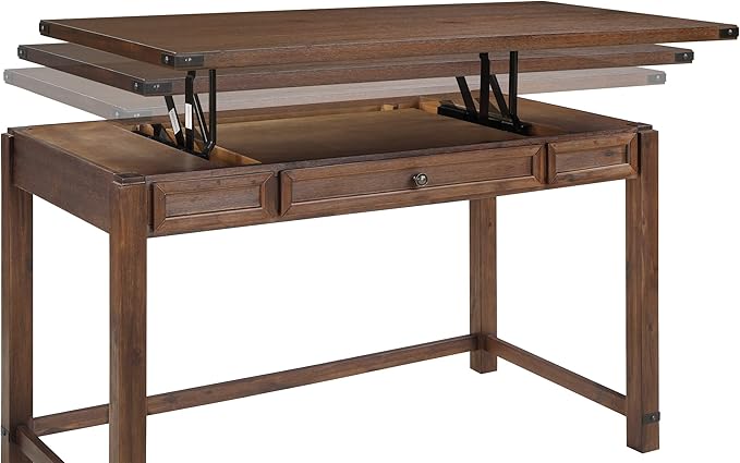 OSP Home Furnishings Baton Rouge Work Smart 48-Inch Sit-to-Stand Lift Desk Brushed Walnut Finish