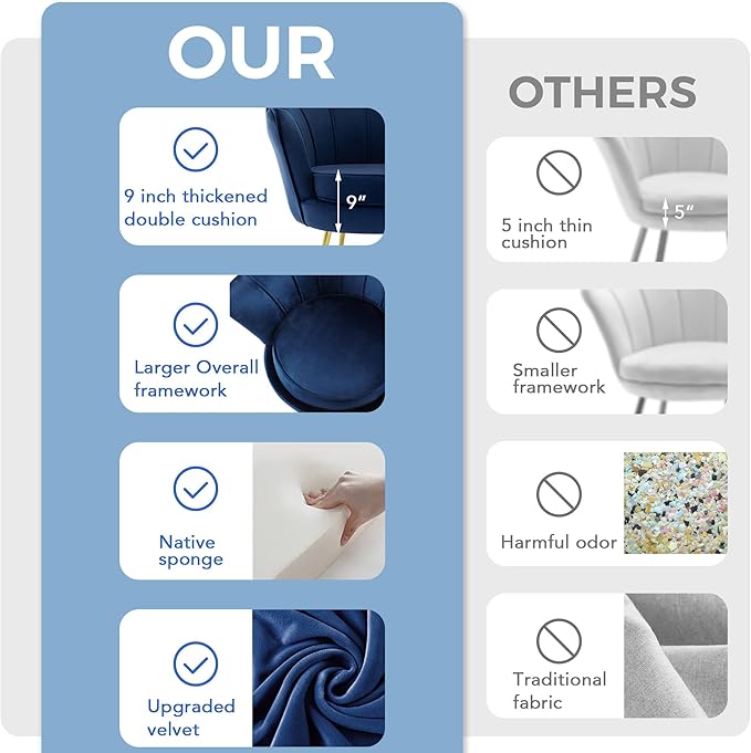 DAGONHIL Mid Century Modern Upholstered Accent ChairRetro Leisure Velvet Single Sofa with Golden Metal Legs for Living Room/Bedroom(Navy Blue)