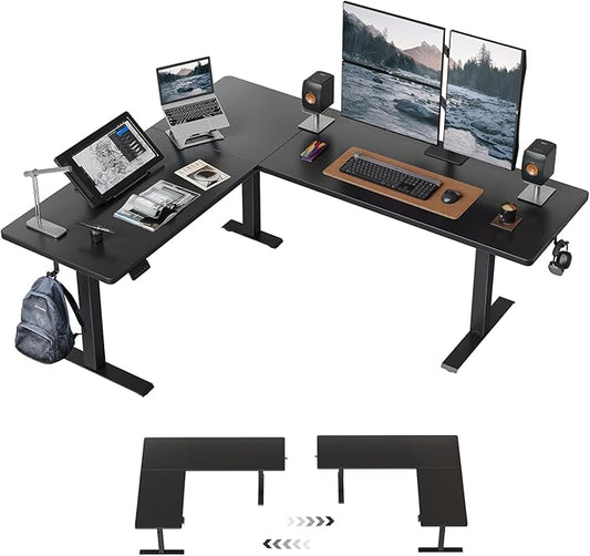 Cubiker 75 * 63 L Shaped Standing Desk Reversible Corner Standing Desk Suitable for Home Office Black