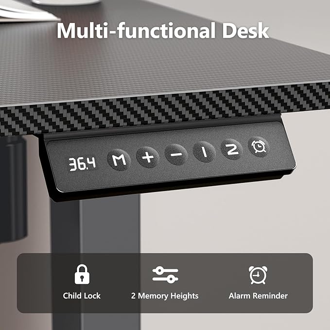 Electric Standing Desk Adjustable Height 63 x 24 Inch Large Sit Stand Desk Stand up Desk for Home Office Computer Workstation (Spliced DesktopCarbon Fiber Black)