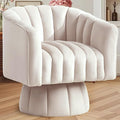 YSICK Swivel Accent Chair 360°Swivel Barrel Chair Modern Ottoman with Velvet Fabric Mid-Century Ottoman with Wide Upholstered Round Armchair for Living Room Lounge BedroomBeige