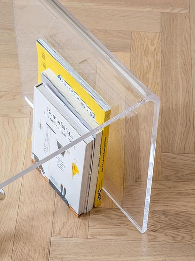 Acrylic Thick Coffee Table for Living Room. 34 Modern Minimalist Rectangular and Clear End Table.Easy to Clean and Safe Rounded Edges (16.9 D x 34.6 W x 14.6 H)