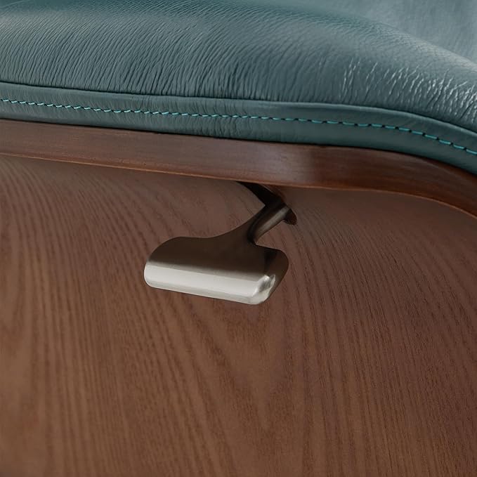 CHITA Genuine Leather Reclining Swivel Chair with Adjustable Headrest and Ottoman for Living Room Teal