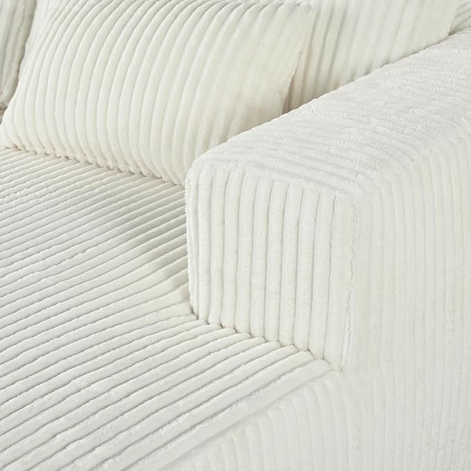 86-Inch Fluffy Corduroy Boneless Sleeper Daybed Loveseat Double Recliner Chaise Lounge Sofa Couches Floor Cloud Sofa Chaise W/4 Pillows for Home Apartment Living Room