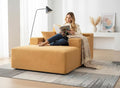 Monroe Convertible Chaise Lounge Chair Indoor – Oversized Corduroy Couch with Wide Armrest &amp Throw Pillows Cozy Boneless Sleeper Sofa Bed Armchair Ginger Yellow