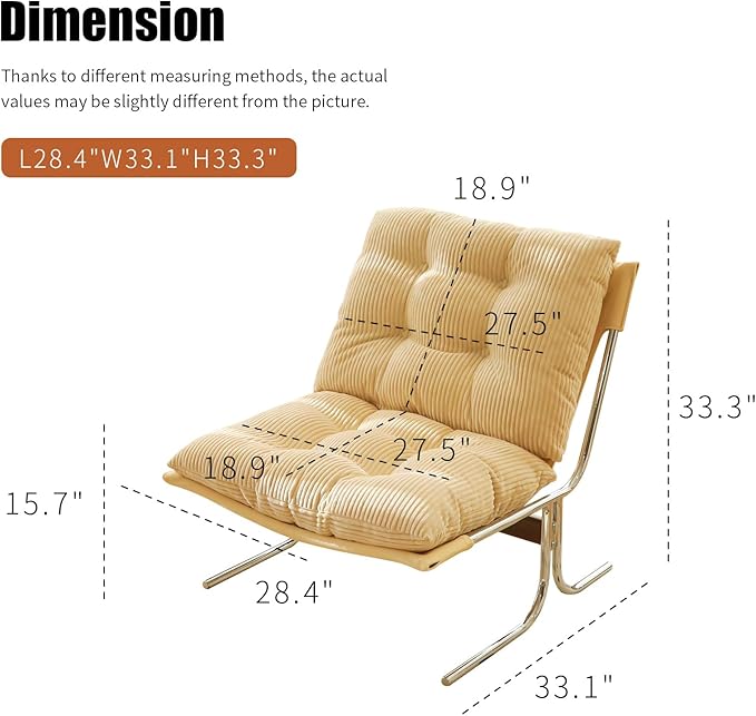 Modern Fabric Accent Chair-High Back Ergonomic Lounge Chair with Soft Padded Seat &amp Sturdy Metal Legs Mid-Century Stylish Living Room Armchair for Office Bedroom Dining Room (Cream + Fabric)