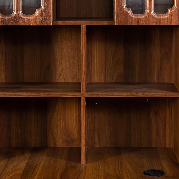 l Shaped Desk with Hutch &amp Drawers Small Corner Desks for Small Space Home Office Farmhouse Desk and Bookshelf Combo with Storage (Walnut)
