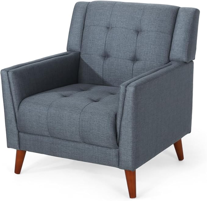 Greenmont Upholstered Armchair - Dark Grey Fabric Modern Chair for Living Room Bedroom or Office