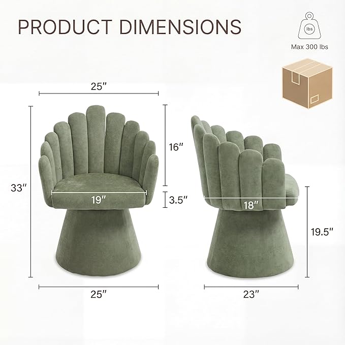 Modern 360 Degree Swivel Accent Chairs Set of 2 Barrel Living Room Chair with Curve Back and Armrest Comfy Round Vanity Chair Reading Armchair Single Sofa for Bedroom/Waiting Room Green
