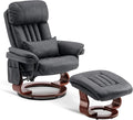 MCombo Swivel Recliner with Ottoman Chenille Fabric TV Chair with Vibration Massage Ideal for RV Small Space Living Room &amp Bedroom 4999 (Faux Leather Dark Grey)