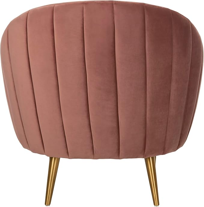 Safavieh Couture Home Razia Retro Glam Dusty Rose Pink Velvet Channel Tufted Tub Chair